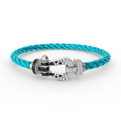 [Revel Jewelry]FORCE LARGE HORSESHOE BLACK WHITE DIAMOND BRACELET SILVER