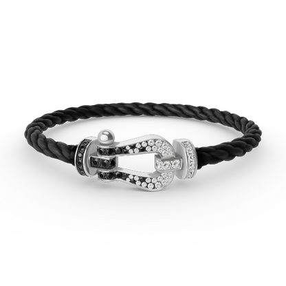 [Revel Jewelry]FORCE LARGE HORSESHOE BLACK WHITE DIAMOND BRACELET SILVER