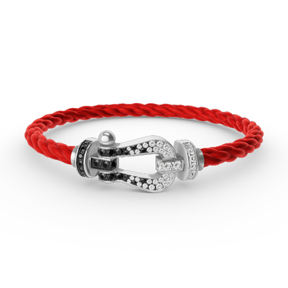 [Revel Jewelry]FORCE LARGE HORSESHOE BLACK WHITE DIAMOND BRACELET SILVER