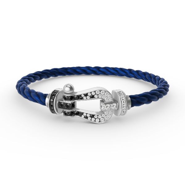 [Revel Jewelry]FORCE LARGE HORSESHOE BLACK WHITE DIAMOND BRACELET SILVER
