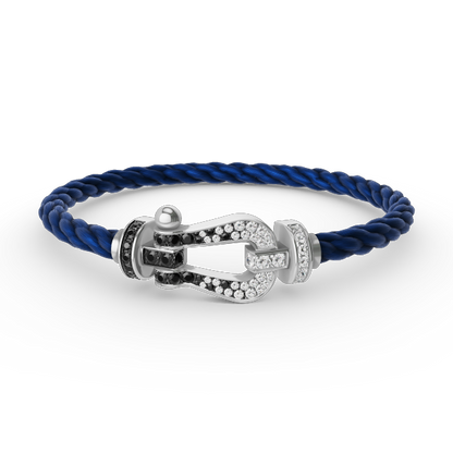 [Revel Jewelry]FORCE LARGE HORSESHOE BLACK WHITE DIAMOND BRACELET SILVER
