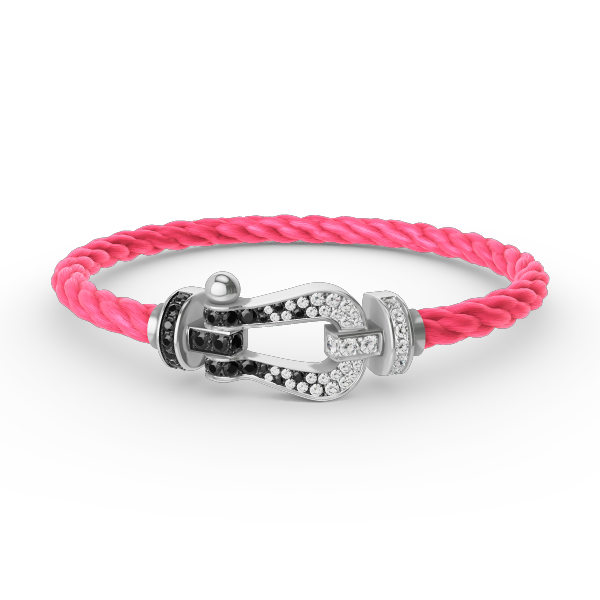[Revel Jewelry]FORCE LARGE HORSESHOE BLACK WHITE DIAMOND BRACELET SILVER
