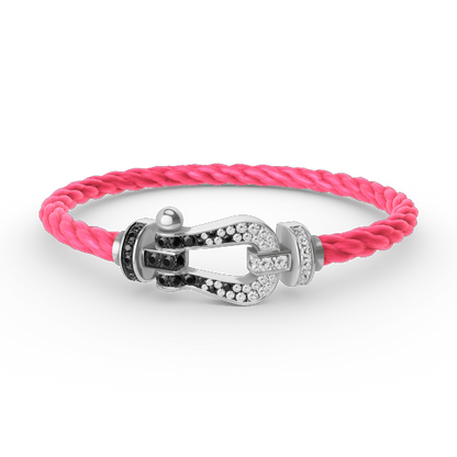[Revel Jewelry]FORCE LARGE HORSESHOE BLACK WHITE DIAMOND BRACELET SILVER