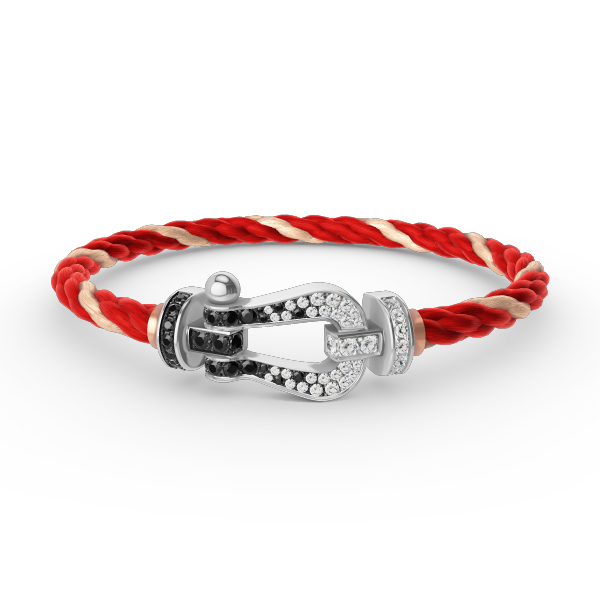 [Revel Jewelry]FORCE LARGE HORSESHOE BLACK WHITE DIAMOND BRACELET SILVER