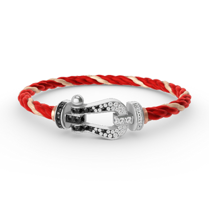 [Revel Jewelry]FORCE LARGE HORSESHOE BLACK WHITE DIAMOND BRACELET SILVER