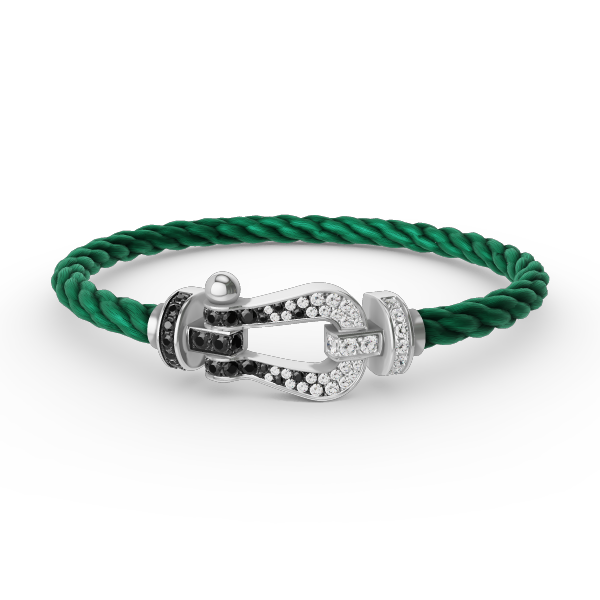 [Revel Jewelry]FORCE LARGE HORSESHOE BLACK WHITE DIAMOND BRACELET SILVER