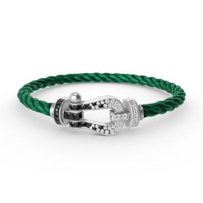 [Revel Jewelry]FORCE LARGE HORSESHOE BLACK WHITE DIAMOND BRACELET SILVER