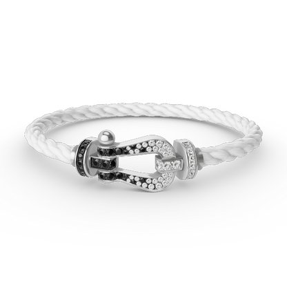[Revel Jewelry]FORCE LARGE HORSESHOE BLACK WHITE DIAMOND BRACELET SILVER
