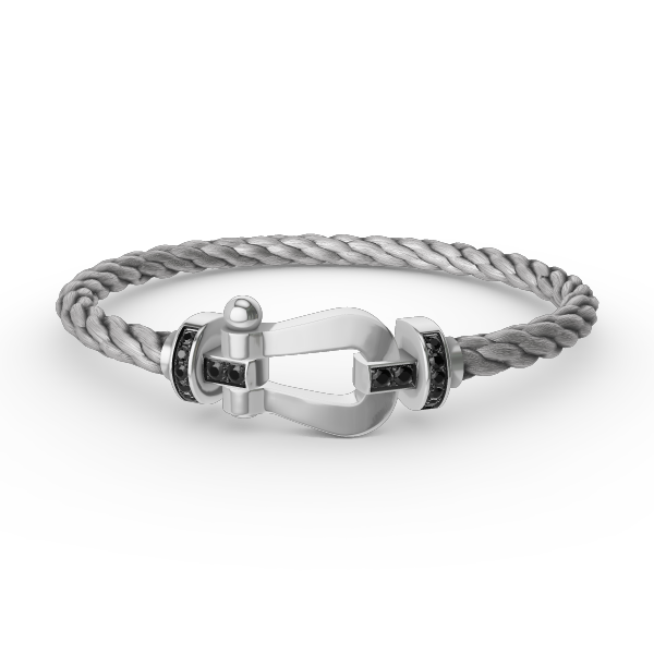 [Revel Jewelry]FORCE LARGE HORSESHOE BLACK DIAMOND BRACELET SILVER