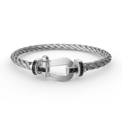 [Revel Jewelry]FORCE LARGE HORSESHOE BLACK DIAMOND BRACELET SILVER