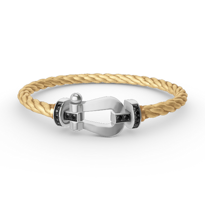 [Revel Jewelry]FORCE LARGE HORSESHOE BLACK DIAMOND BRACELET SILVER