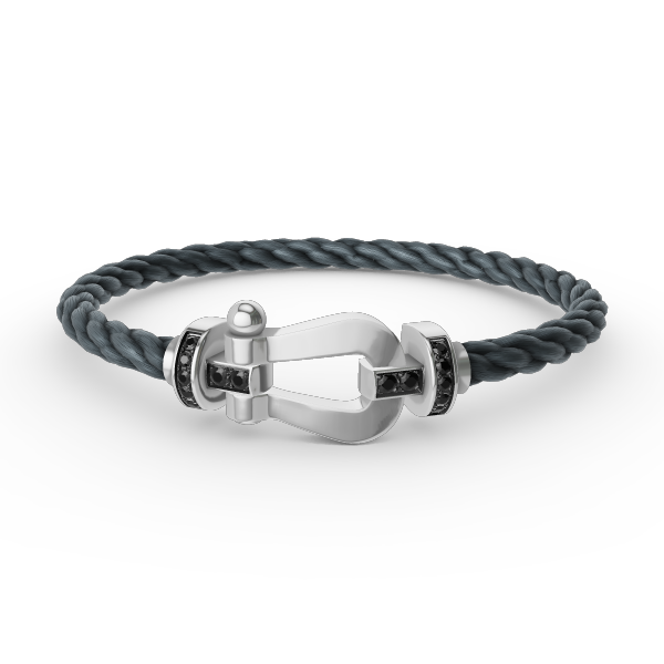 [Revel Jewelry]FORCE LARGE HORSESHOE BLACK DIAMOND BRACELET SILVER