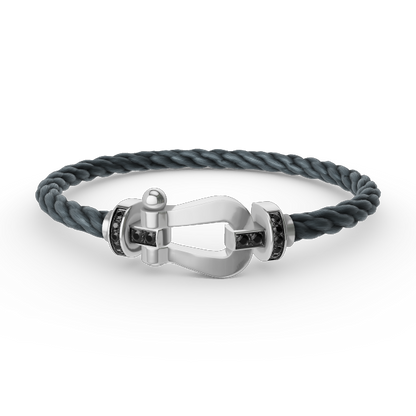 [Revel Jewelry]FORCE LARGE HORSESHOE BLACK DIAMOND BRACELET SILVER