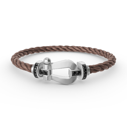 [Revel Jewelry]FORCE LARGE HORSESHOE BLACK DIAMOND BRACELET SILVER