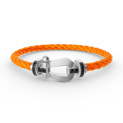 [Revel Jewelry]FORCE LARGE HORSESHOE BLACK DIAMOND BRACELET SILVER