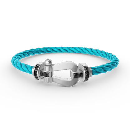 [Revel Jewelry]FORCE LARGE HORSESHOE BLACK DIAMOND BRACELET SILVER