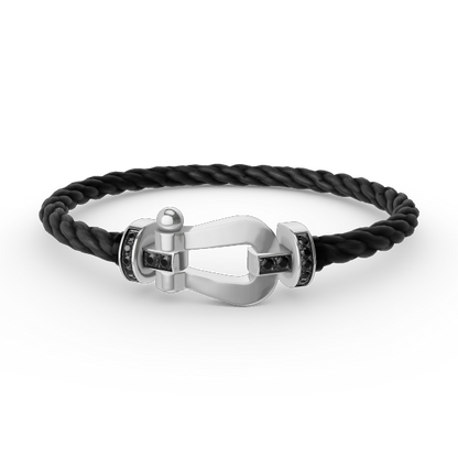 [Revel Jewelry]FORCE LARGE HORSESHOE BLACK DIAMOND BRACELET SILVER
