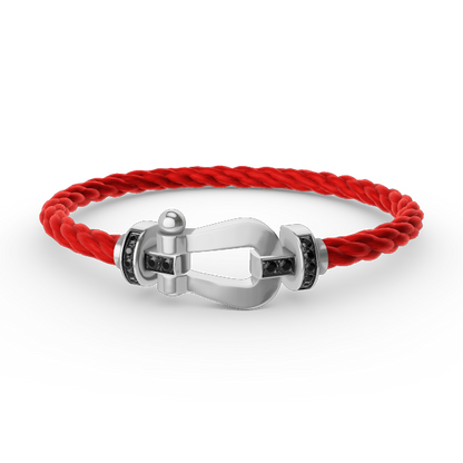 [Revel Jewelry]FORCE LARGE HORSESHOE BLACK DIAMOND BRACELET SILVER