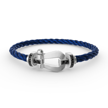 [Revel Jewelry]FORCE LARGE HORSESHOE BLACK DIAMOND BRACELET SILVER