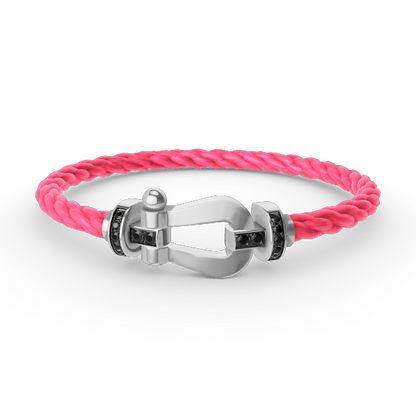 [Revel Jewelry]FORCE LARGE HORSESHOE BLACK DIAMOND BRACELET SILVER