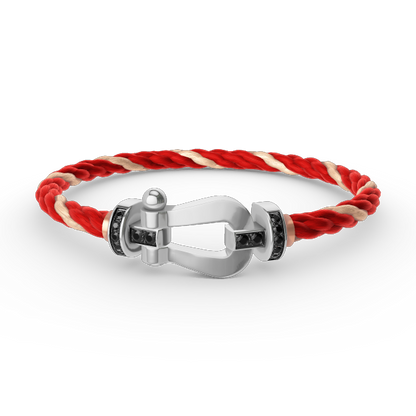 [Revel Jewelry]FORCE LARGE HORSESHOE BLACK DIAMOND BRACELET SILVER