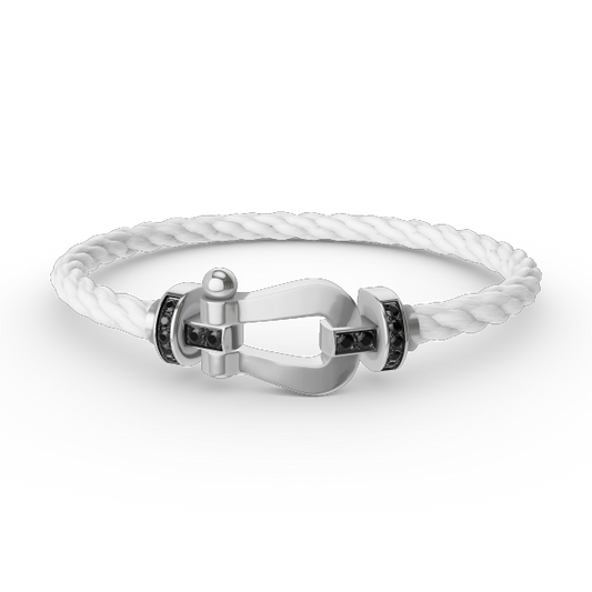 [Revel Jewelry]FORCE LARGE HORSESHOE BLACK DIAMOND BRACELET SILVER