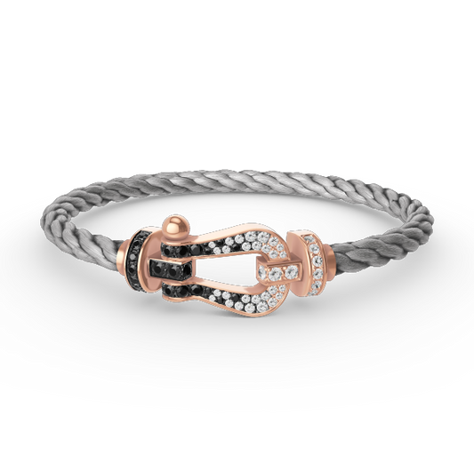 [Revel Jewelry]FORCE LARGE HORSESHOE BLACK WHITE DIAMOND BRACELET ROSE GOLD