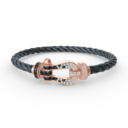 [Revel Jewelry]FORCE LARGE HORSESHOE BLACK WHITE DIAMOND BRACELET ROSE GOLD