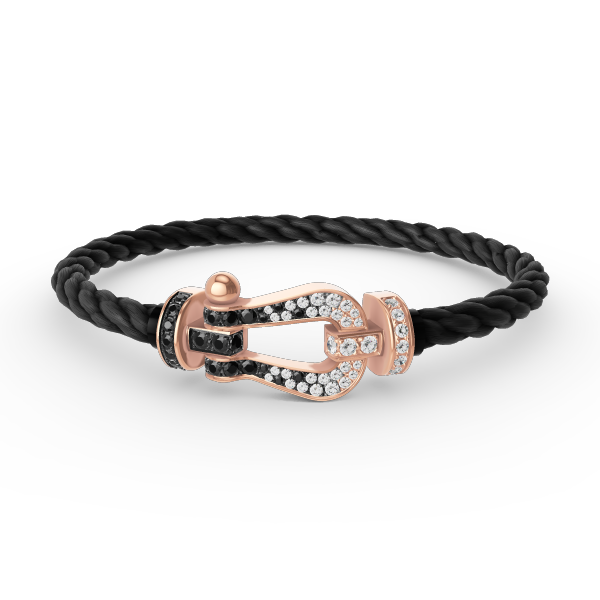 [Revel Jewelry]FORCE LARGE HORSESHOE BLACK WHITE DIAMOND BRACELET ROSE GOLD