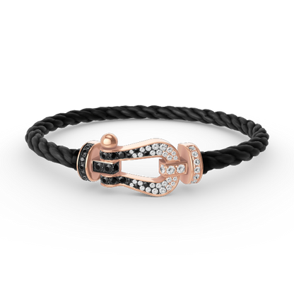 [Revel Jewelry]FORCE LARGE HORSESHOE BLACK WHITE DIAMOND BRACELET ROSE GOLD