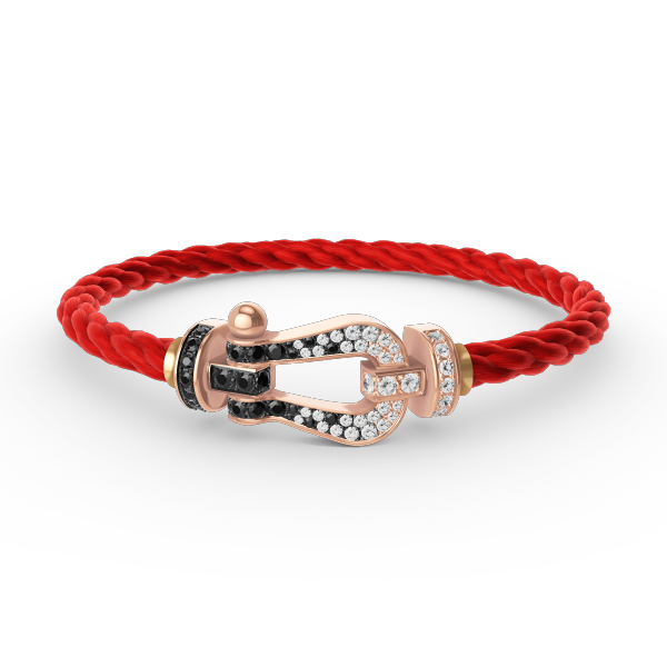 [Revel Jewelry]FORCE LARGE HORSESHOE BLACK WHITE DIAMOND BRACELET ROSE GOLD