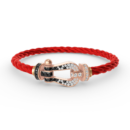 [Revel Jewelry]FORCE LARGE HORSESHOE BLACK WHITE DIAMOND BRACELET ROSE GOLD