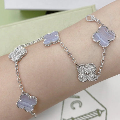 [Revel Jewelry] CLOVER 5 MOTIF PURPLE CHALCEDONY BRACELET COLLECTION