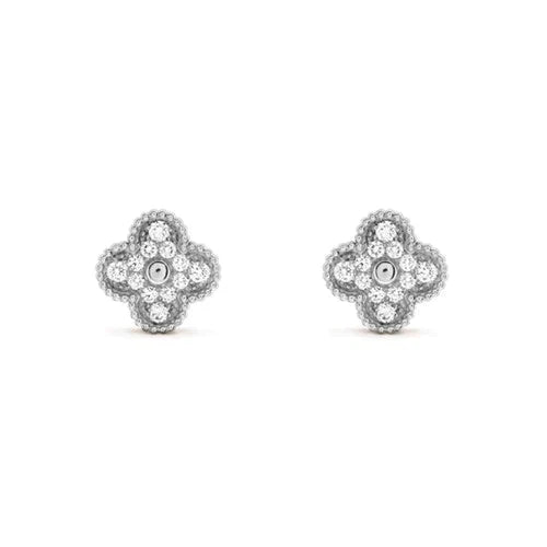 [Revel Jewelry]CLOVER 1 MOTIFS DIAMOND STUD EARRINGS SILVER