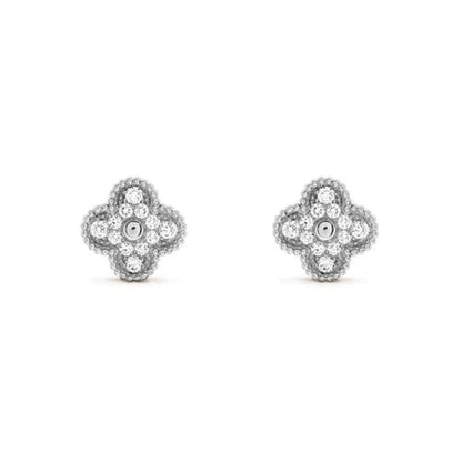 [Revel Jewelry]CLOVER 1 MOTIFS DIAMOND STUD EARRINGS SILVER