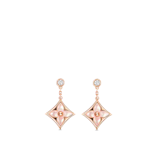 [Revel Jewelry]DOUBLE STAR PINK GOLD MOP DROP EARRINGS