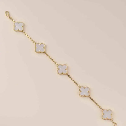 [Revel Jewelry]CLOVER WHITE PEARL MOP 5 MOTIF BRACELET COLLECTION