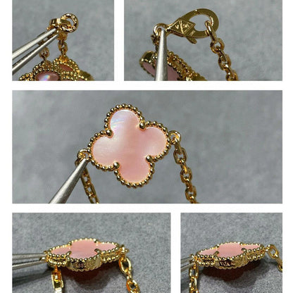 [Revel Jewelry]CLOVER 10 MOTIFS PINK MOP NECKLACE