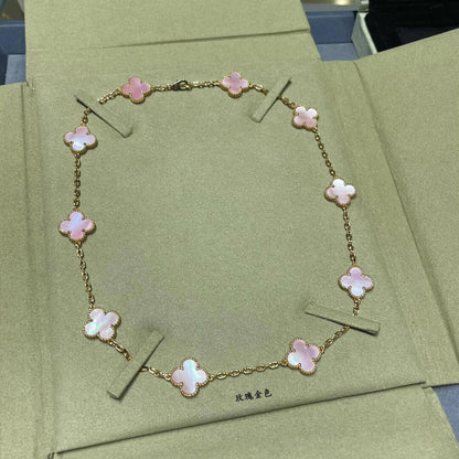 [Revel Jewelry]CLOVER 10 MOTIFS PINK MOP NECKLACE