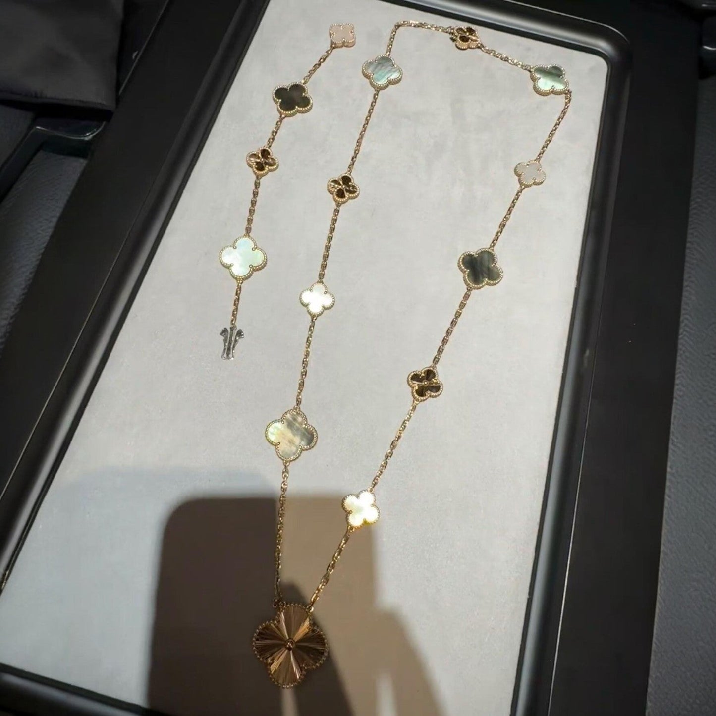 [Revel Jewelry]DETACHABLE CLOVER 15(11+4) FLOWER ROSE GOLD NECKLACE SET