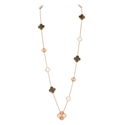 [Revel Jewelry]DETACHABLE CLOVER 15(11+4) FLOWER ROSE GOLD NECKLACE SET
