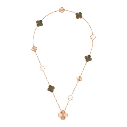 [Revel Jewelry]DETACHABLE CLOVER 15(11+4) FLOWER ROSE GOLD NECKLACE SET