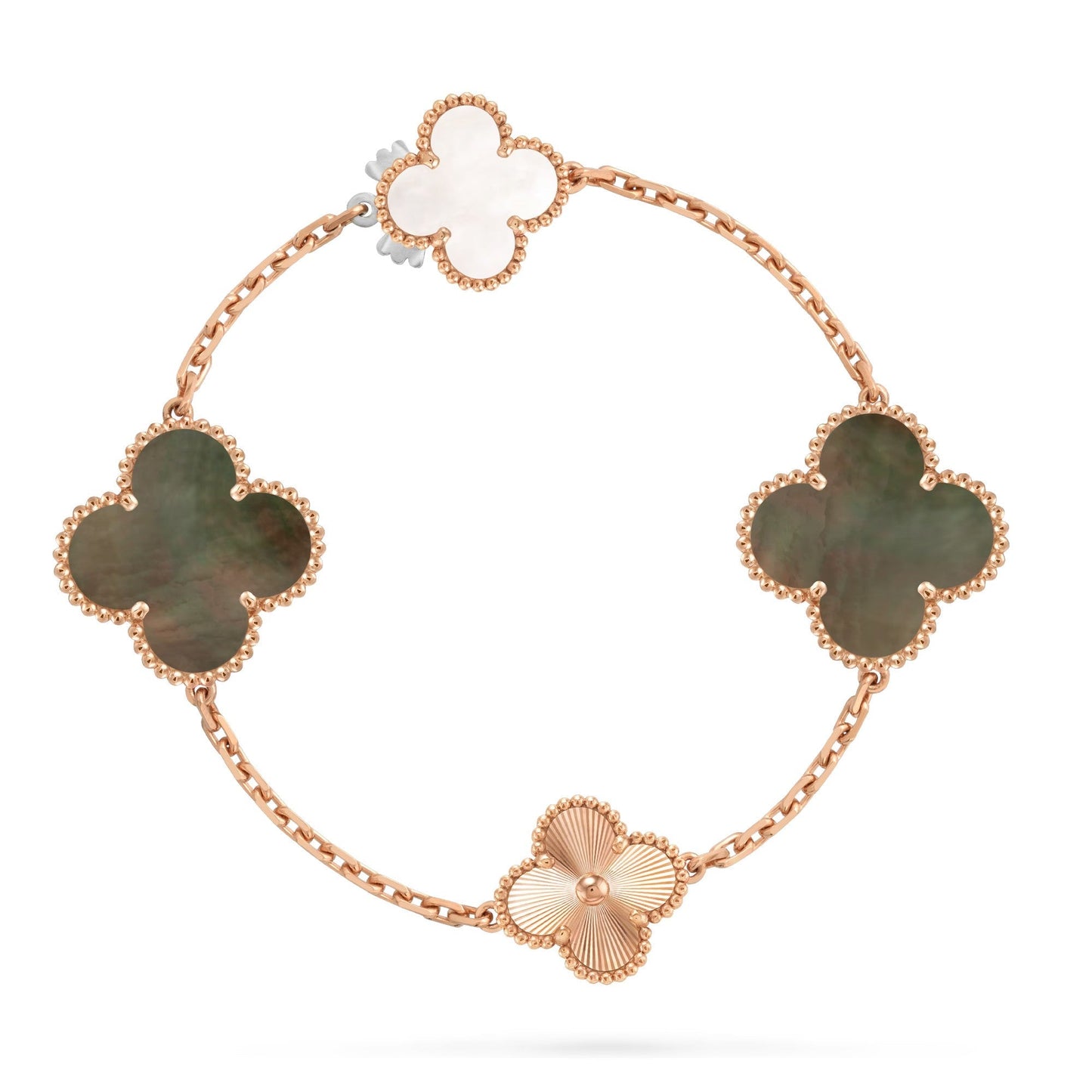 [Revel Jewelry]DETACHABLE CLOVER 15(11+4) FLOWER ROSE GOLD NECKLACE SET