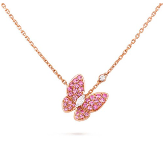 [Revel Jewelry]BUTTERFLY RED DIAMOND ROSE GOLD NECKLACE