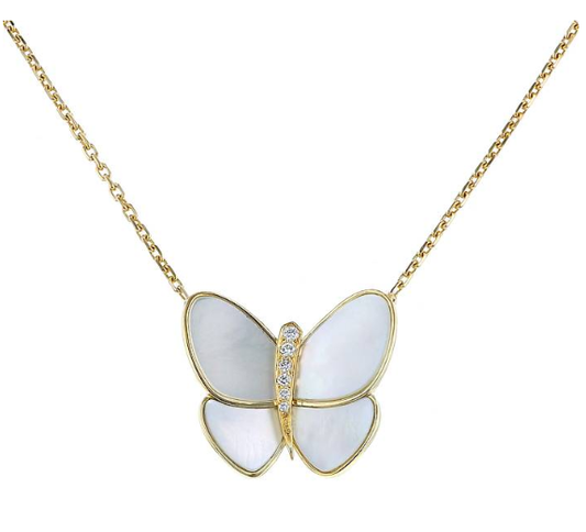 [Revel Jewelry]BUTTERFLY GOLD MOP DIAMOND NECKLACE