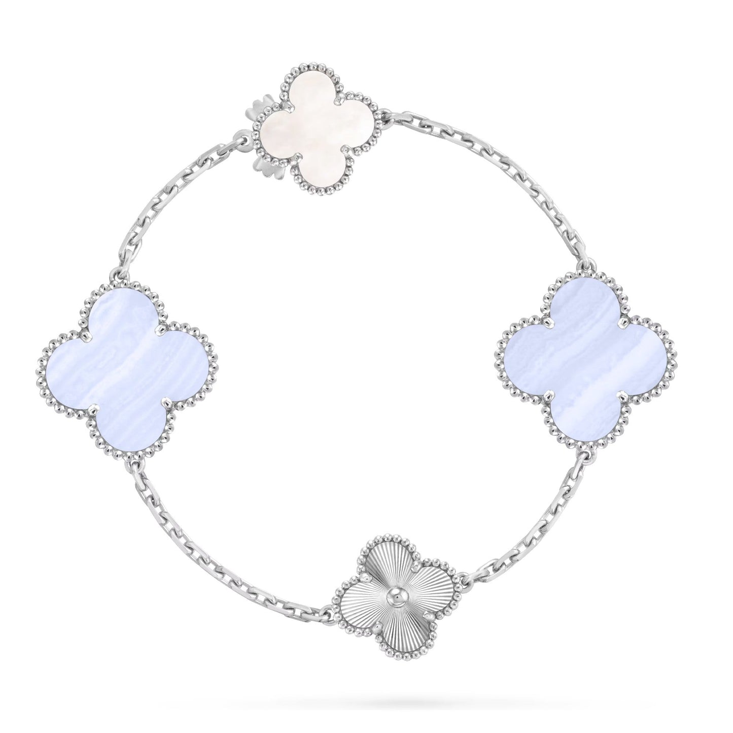 [Revel Jewelry]DETACHABLE CLOVER 15(11+4) FLOWER SILVER NECKLACE SET