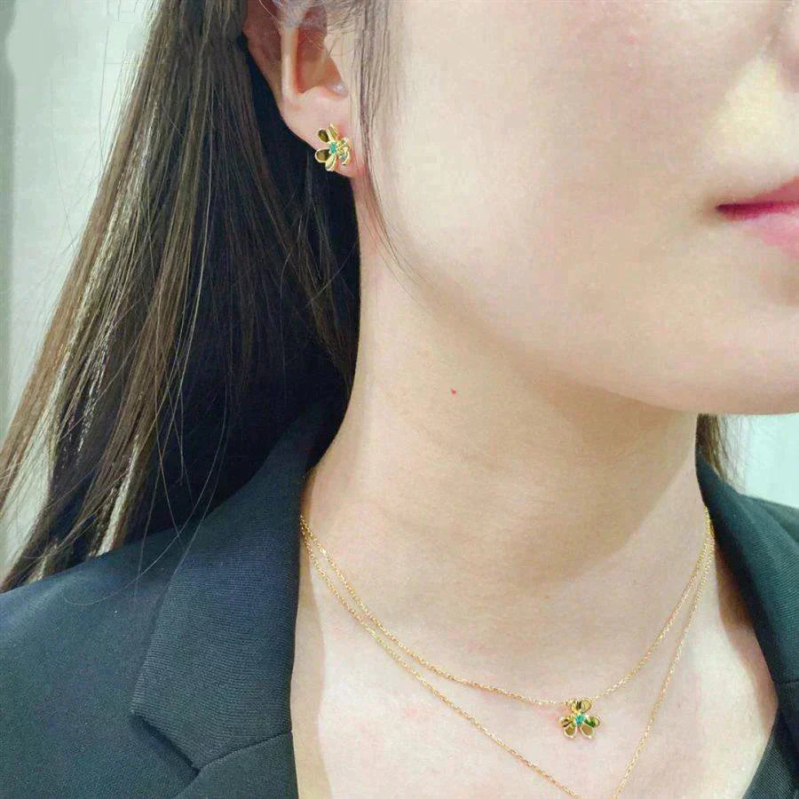 [Revel Jewelry]フリヴォル フラワー マラカイト イヤリング