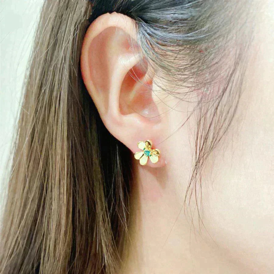 [Revel Jewelry]フリヴォル フラワー マラカイト イヤリング