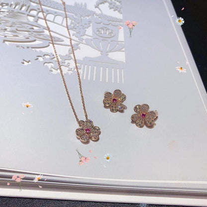 [Revel Jewelry]FRIVOLE ROSE GOLD FLOWER DIAMOND NECKLACE