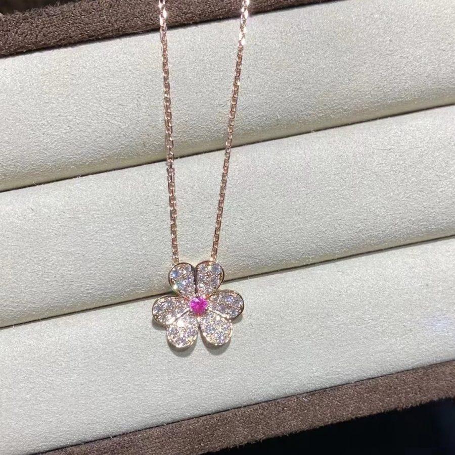 [Revel Jewelry]FRIVOLE ROSE GOLD FLOWER DIAMOND NECKLACE